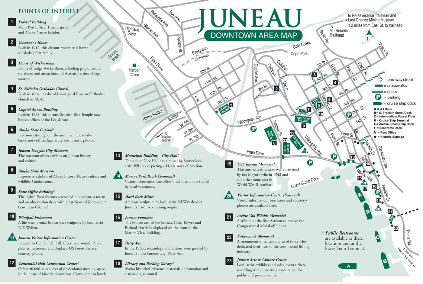 Juneau Alaska Walking Tour Map Juneau Downtown Area Map