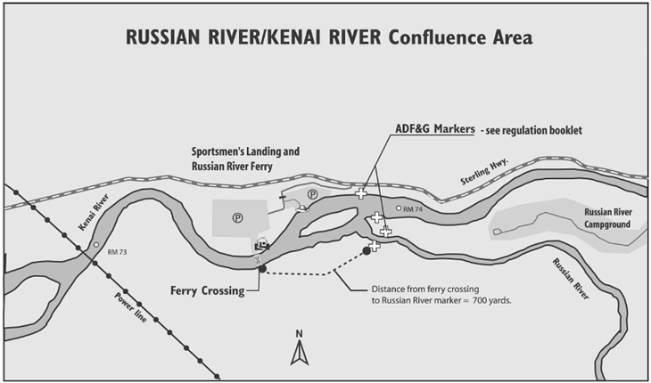 Russian River Fishing Map Russian River Fishing And Ferry And Salmon Fish Guide - Alaska